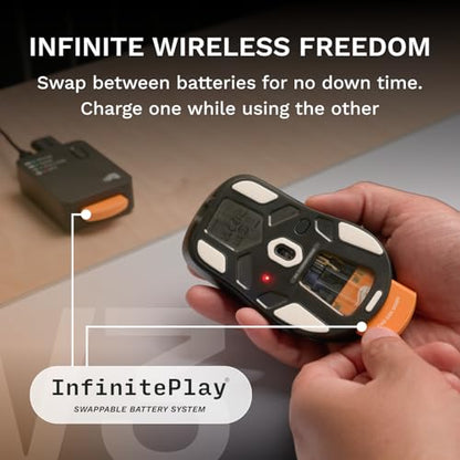 GLORIOUS Gaming Model D3 Wireless Gaming Mouse - InfinitePlay Swappable Battery, 130H Battery Life, 8k Polling, 130M Optical Switches, Ultralight 69g, 30K DPI Optical Sensor, RGB - Black - color: Black, style: Model D3 (Ergonomic)