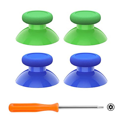 eXtremeRate Replacement Controller Joystick for Xbox One - 4 PCS Green & Blue Thumbsticks Analog Thumb Sticks for Xbox Series X/S, Xbox One S/X, Elite Controller with Repair Kit Screwdriver - color: Green & Blue