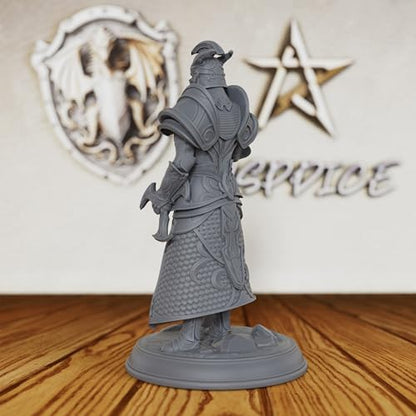 AUSPDICE Premium DND Miniatures for Tabletop RPG Game - Fantasy Minis Figurine for Dungeon Masters, 28mm Scale Unpainted TTRPG Figure for Role Playing - Elven Warrior King (AS226)