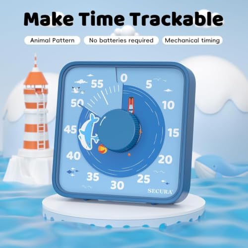 Secura 7.5-Inch 60-Minute Visual Timer for Kids, Magnetic Timer (Blue) - color: Blue