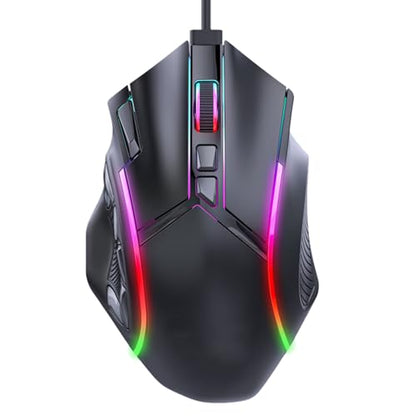 Wired Gaming Mouse, 12800DPI Ergonomic Mouse Programmable Computer mouse wired, 12 Keys Macro Definition Computer Gaming Mouse