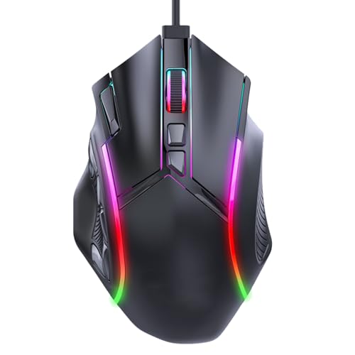 Wired Gaming Mouse, 12800DPI Ergonomic Mouse Programmable Computer mouse wired, 12 Keys Macro Definition Computer Gaming Mouse