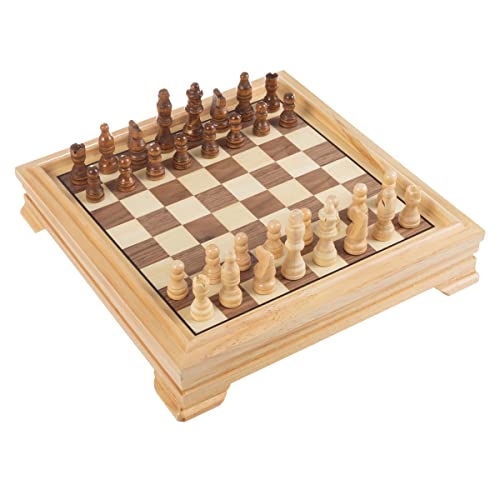 Board Game Set - Deluxe 7-in-1 Classic Board Games - Wood Gaming Center with Storage - Chess, Backgammon, Dominos, Checkers, Dice Set, Cribbage Board, and Playing Cards by Trademark Games - style: 7-in-1 Deluxe