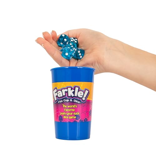 Continuum Games Farkle Fun Cup and Dice The Worlds Favorite Classic Push Your Luck Dice Game Includes Rolling Dice Cup, 6 Dice, and Scorepad Ages 6 and up - style: Fun Cup