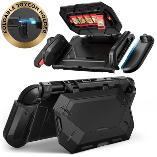 i-Blason Dockable Case for Nintendo Switch 2 with Stand, Black | All-in-One Protection, Dock-Friendly with Easy Joy-Con, Kickstand Access and 7 Card Slots, Comfortable Ergonomic Design - color: Black, size: All-in-One Version