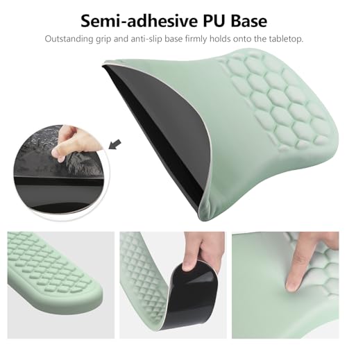 Ergonomic Mouse Pad Wrist Rest, 2 in 1 Keyboard Pad for Office | Memory Foam, 15° Ergonomic Slope, Massage Bead Design, Non-Slip PU Base, Lycra Fabric, for Office & Gaming, Gradient Green - color: Gradient Green