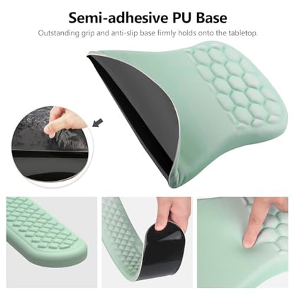 Ergonomic Mouse Pad Wrist Rest, 2 in 1 Keyboard Pad for Office | Memory Foam, 15° Ergonomic Slope, Massage Bead Design, Non-Slip PU Base, Lycra Fabric, for Office & Gaming, Gradient Green - color: Gradient Green