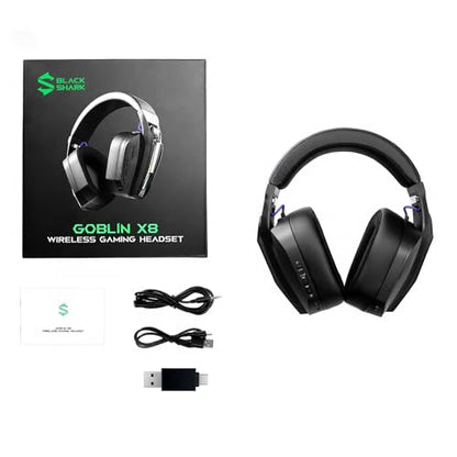 Black Shark Wireless Gaming Headset, Bluetooth 6.0 Gaming Headphones with USB and Type-c Connector, 7.1 Surround Sound for PC, PS5, PS4, Noise Canceling Microphone & 40H Battery, Goblin X8 (Black)