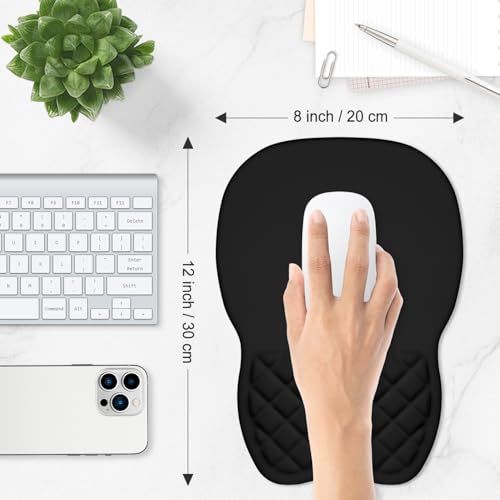 ITNRSIIET Ergonomic Mouse Pad Wrist Support with Memory Foam Massage Bulge & Non-Slip PU Base, Carpal Tunnel Pain Relief, Prevent Wrist Sweating, 12 x 8 x 1.2 inch, Black - color: Black