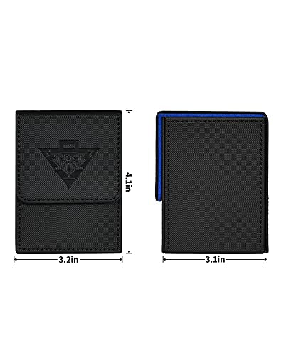 ZLCA Card Deck Box for MTG Yugioh TCG, Card Storage Box | with Dividers Holds 100+ Sleeved Cards, Premium Card Deck Case Compatible with CCG Trading Cards (Black&Blue,Puzzle) - color: Black&Blue