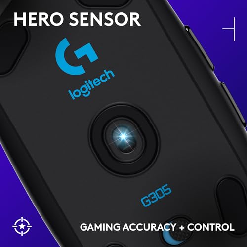 Logitech G305 Lightspeed Wireless Gaming Mouse - Black | Hero Sensor 12, Lightspeed 1ms Wireless, Up to 250h on 1xaa, 6 Programmable Buttons, 99g with Battery - color: Black, style: Classic