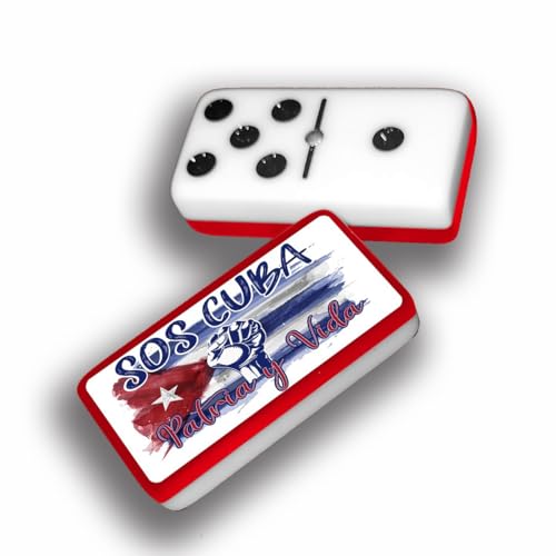 Dominos Set for Adults – Professional Double 9 Cuban Dominoes Set, Classic Travel Board Game with Wood Case Juegos de Mesa (S.O.S Cuba) - color: S.o.s Cuba