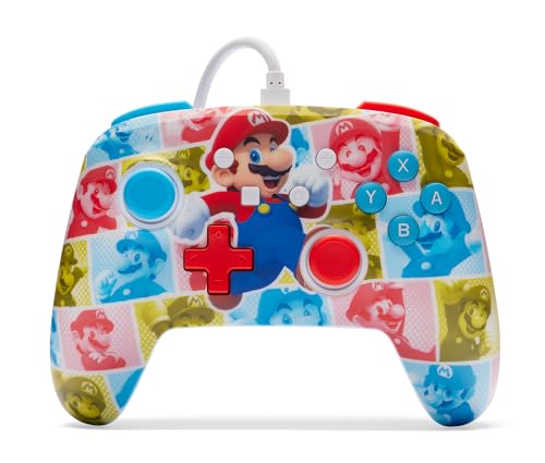 PowerA Enhanced Nintendo Switch and Switch 2 Wired Controller - Mario Hero Reel, Gamepad, game controller, wired controller, officially licensed - color: Mario Hero Reel