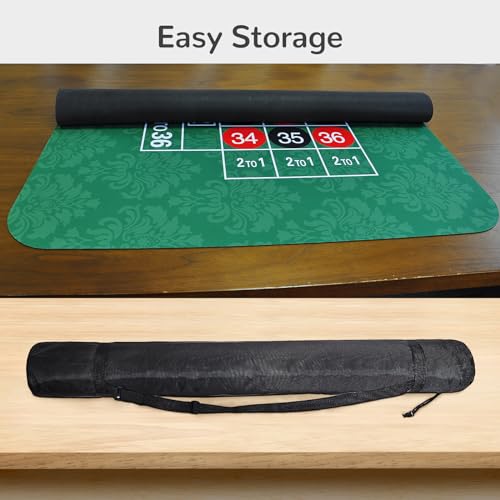 70 x 35 Inch Poker Mat for Table, Texas Hold'em Poker Table Top Mat with Carrying Bag, Waterproof Anti-Slip Rubber Blackjack Mat for Home Game Nights Up to 8 Players - color: Dark Green-roulette