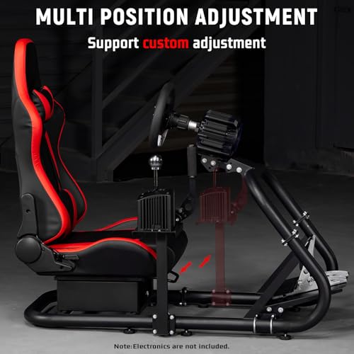 Dardoo G29 Racing Simulator Cockpit with Seat Fit for Thrustmaster T300RS, for Logitech G25 G27 G920 G923, for Fanatec, Ultra-Sturdy Alloy Steel Steering Wheel Stand,Without Wheel,Pedal & Handbrake
