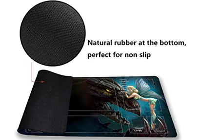 MTG Playmat - 24 x 14 Inches Trading Card Game Playmat with Storage Bag and Smooth Rubber Surface - color: Black Dragon With Zones