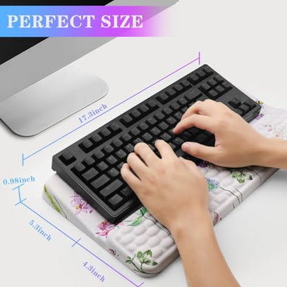 Computer Keyboard Stand with Wrist Rest, Ergonomic Tilted Keyboard Holder - Keyboard Riser with Wrist Pad - Keyboard Tray Support for Office Home - Scattered Flowers - color: Keyboard Stand-scattered Flowers