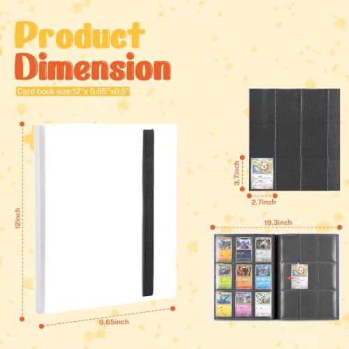Trading Card Binder, 9 Pocket 20 Pages 360 Cards, Suitable for MTG, TCG(White) - color: White