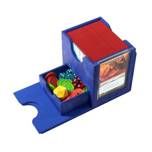 Gamegenic Sidekick Pro 100+ XL Convertible - Premium Deck Box with Secure Card Storage, UV Protected Slide Card Case, Display Top Card, Extra Token Drawer, Magnetic Closure, Blue Color, Made - color: Blue