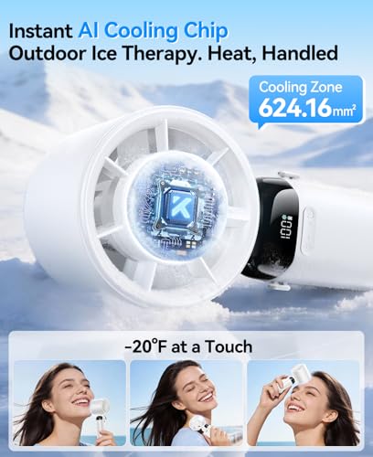 KIMMOO Handheld Portable Turbo Fan with Ice Cooler, Powerful 21000 RPM, Speed (1-199), Up to 14Hrs Cooling, Rechargeable Personal Fan, Small Pocket Hand Fans for Travel/Outdoor/Home/Office (White) - color: White
