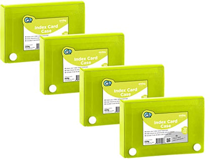 Enday Index Card Holder 3x5, Green Index Card Case with 5 Tab Dividers, Index Card Organizer, Flash Card Holder, Holds 100 Cards, 4 Pack - color: GREEN, size: 4
