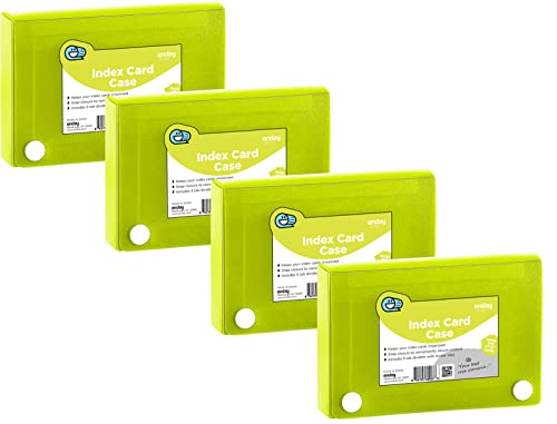 Enday Index Card Holder 3x5, Green Index Card Case with 5 Tab Dividers, Index Card Organizer, Flash Card Holder, Holds 100 Cards, 4 Pack - color: GREEN, size: 4