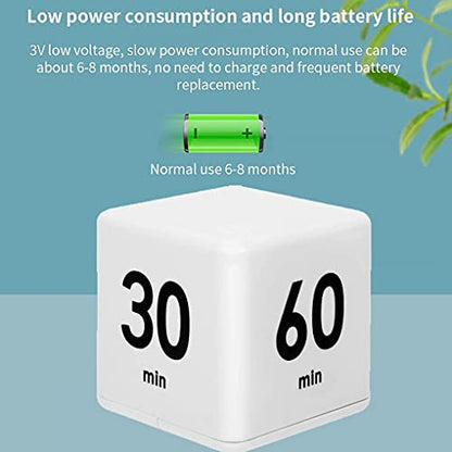 JOYIT Cube Timer 15 20 30 60 Minutes - Flip Countdown Visual Timer for Time Management, Kitchen, Workout, Study, Classroom, Office, Games - color: White 15-20-30-60
