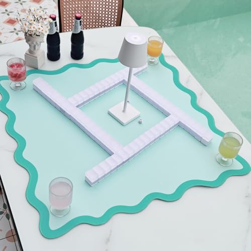 Mahjong Mat, Non-Slip Noise Reduction Gaming Mat with Scalloped Edges, 32.4x32.4 Inch Green Table Mat for Mahjong, Poker, Board Games - color: Green