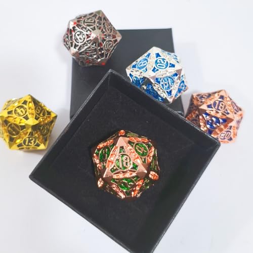 D20 23mm Metal Dice Polyhedral Dice for Dungeons and Dragons, RPG, Polyhedral Roleplaying Games MTG Table Games (Rose Gold + Green) - color: Rose Gold + Green
