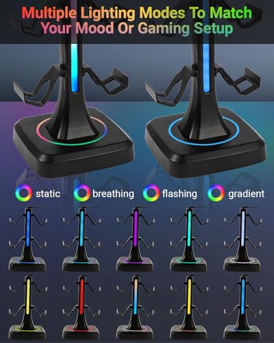 Controller Stand with Lighting and Headphone Stand Wall Mounts