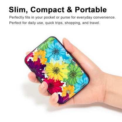 Credit Card Holder, Metal Card Wallet RFID Blocking Mini Slim Aluminum Business Hard Card Case for Women Men (Motley Floral) - color: Motley Floral