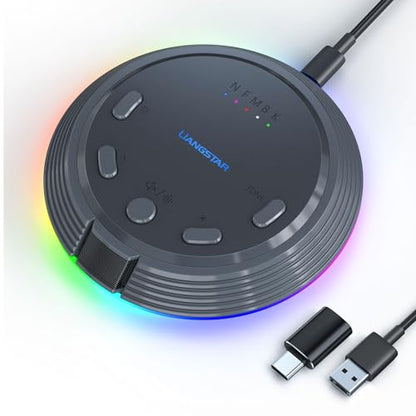 LIANGSTAR Gaming USB Microphone for PC with AI Noise Cancellation, 5 Voice Changes, Mute, Volume Control, RGB Light Condenser Computer Mic for Gamer, YouTube, Streaming, Conference - style: Dark Gray-AI