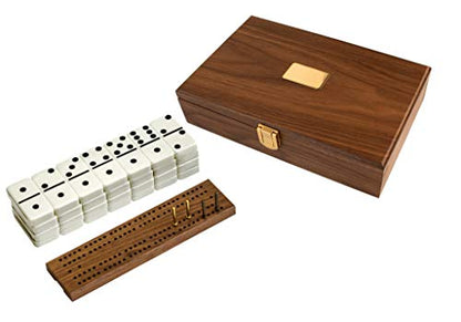 Alex Cramer 'Cabin Club' Classic Domino Set with Black Walnut Case - Premium Quality 28 Indestructible Double Six Dominoes (Double 6 Dominos Set)