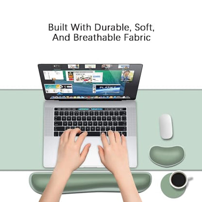 Desk Mat, Large Gaming Mouse Pad with Wrist Rest, 4 in1 XXL Mouse pad+Keyboard Wrist Rest+Mouse Pad Wrist Support+Cup Coaster Set, Ergonomic Desk Pad for Home Office, Minty Green - color: Minty Green
