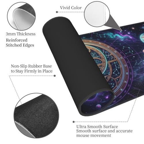 Extended Gaming Mouse Pad, Large Mouse Mat, XL Desk Pad for Keyboard and Mouse, Non-Slip Rubber Base & Stitched Edges for Gamer Office 31.5x11.8 in - color: 3