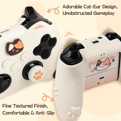 GeekShare Cat Paw Controller Skin Grips Set Anti-Slip Silicone Protective Cover Skin Case Compatible with Xbox Series X Controller with 2 Thumb Caps & 2 Button Caps & 1 Fluffy Ball & 2 Sticker-Calico - color: Calico