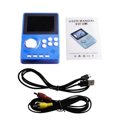 16 Bit Handheld Video Game Console for Kids Adults，2.8-inch Super Wide Lcb Preloaded 100 HD Handheld Game Console Seniors Electronic Game Player Birthday Present Xmas (Dark Blue) - color: Dark Blue