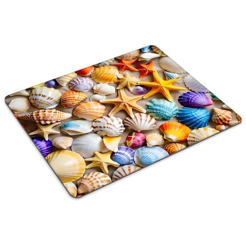 Square Mouse Pad Colorful Shells and Starfish,Gaming Mouse Pads for Desk,Soft Computer Waterproof Non-Slip Mouse Mat - color: Colorful shells and starfish