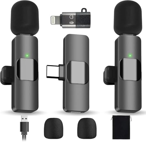 Wireless Lavalier Microphone for iPhone and Android, USB-C Mini Microphone with Noise Reduction, Perfect for Recording, Vlogging, YouTube, TikTok, Podcasts, and Interview Video