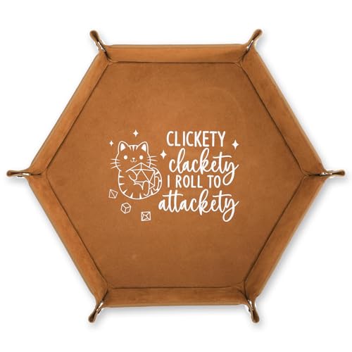 Leather Dice Tray for Rolling Novelty Cat Folding Hexagonal Dice Holder Dice Storage Accessories Desk Organizer Funny Gift for RPG, DND Game Players