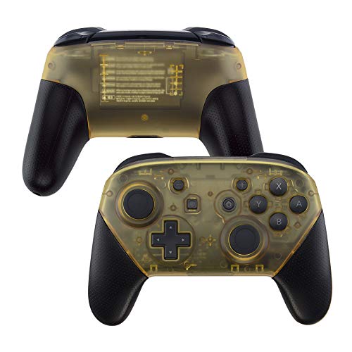 eXtremeRate Amber Yellow Faceplate and Backplate for Nintendo Switch Pro Controller, DIY Replacement Shell Housing Case for Nintendo Switch Pro - Controller NOT Included - color: Clear Amber Yellow