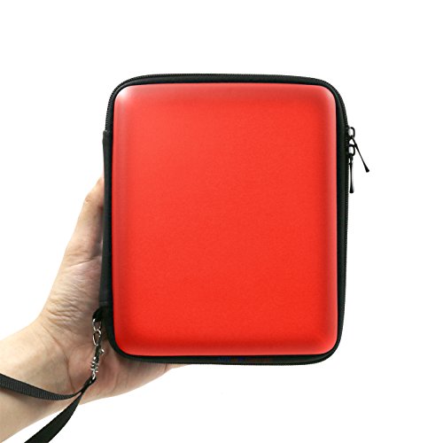 ADVcer 2DS Case, EVA Waterproof Hard Shield Protective Carrying Case with Hand Wrist Strap and Double Zipper Compatible with Nintendo 2DS (Reddish Orange) - color: Red