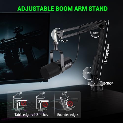 FDUCE Dynamic Microphone, XLR/USB Podcast Recording PC Microphone for Vocal Voice-Over Streaming, Studio Metal Mic with Mute, Headphone Jack, Monitoring Volume Control, with Boom Arm (SL40+) - style: SL40 with Boom Arm