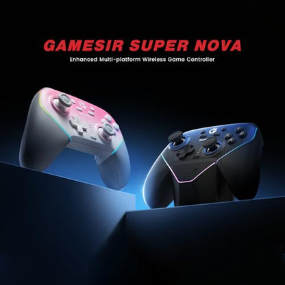 GameSir Super Nova Wireless Gaming Controller for PC/Switch/Switch 2/iOS/Android, 1000Hz Polling Rate, Hall Effect Stick & Trigger, Rubberized Grips, RGB Lighting, 1000mAh - Blue - color: Blue