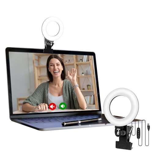 Video Conference Lighting Kit， Ring Light for Computer | Clip on Light Reading Lights, 360 ° Flexible Gooseneck Bed Night Light ， Laptop Video Conferencing - size: 6 Inch
