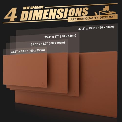 K KNODEL Small Office Leather Desk Mat, Mouse and Keyboard Pad, Computer and Laptop Mat, Desktop Protector and Cover, Writing Pad and Blotter (23.6"x13.8", Brown) - color: Brown, size: 23.6" x 13.8"