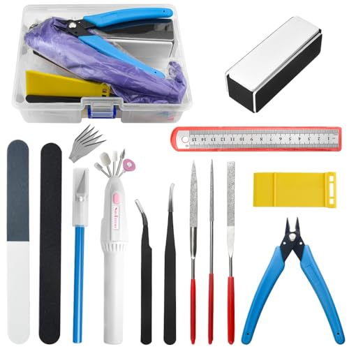 Professional 15 PCS Model Tools Kit Modeler Basic Tools Craft Set Hobby Building Tools Kit for Gundam Car Model Building Repairing and Fixing(C)