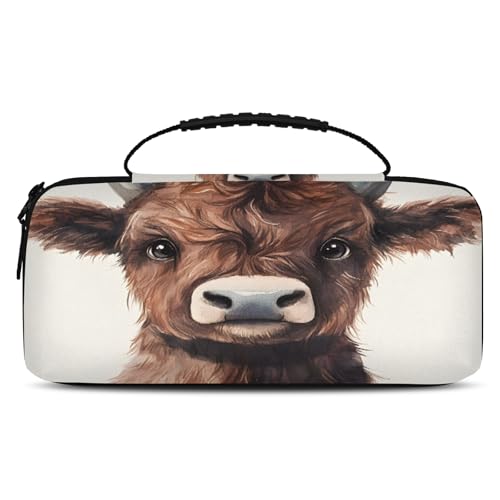 Adornori Funny Carrying Case Compatible with Nintendo Switch 2, with 20 Games Cartridges, Portable Travel Carry Case Pouch for Accessories & Game Cards, Cow Bull - color: Multicolor 13