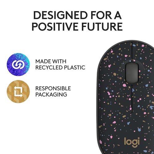 Logitech M340 Compact Ambidextrous Silent Wireless Mouse - Speckles | Silent clicks, with 2.4 GHz USB-A Nano Receiver, 3 non-customizable buttons, 18-months battery, Windows Mac Chrome compatible - color: Speckles