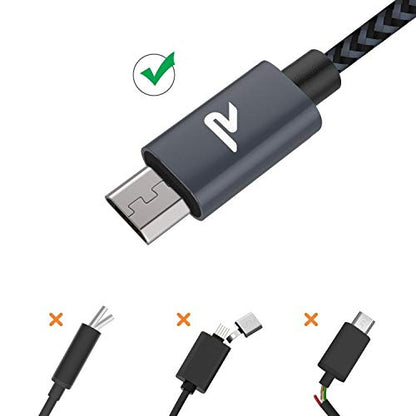 RAMPOW Micro USB Cable 2 Pack 3.3ft, USB-A to Micro USB Fast Charging Cable & Data Sync Cord, Nylon Braided Android Charger Cable for Samsung Galaxy S7/S6, Kindle, PS4 Controller, Space Gray - size: 3.3ft, style: 2Pack